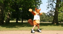 Chester_the_squirrel_celebrating_signpost
