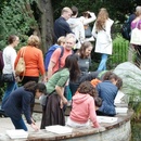 A group of  Open House London visitors by the pond