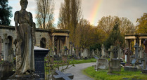 Brompton_cemetery_-_2014_-_great_circle_rainbow_-_max_a_rush-0009_signpost